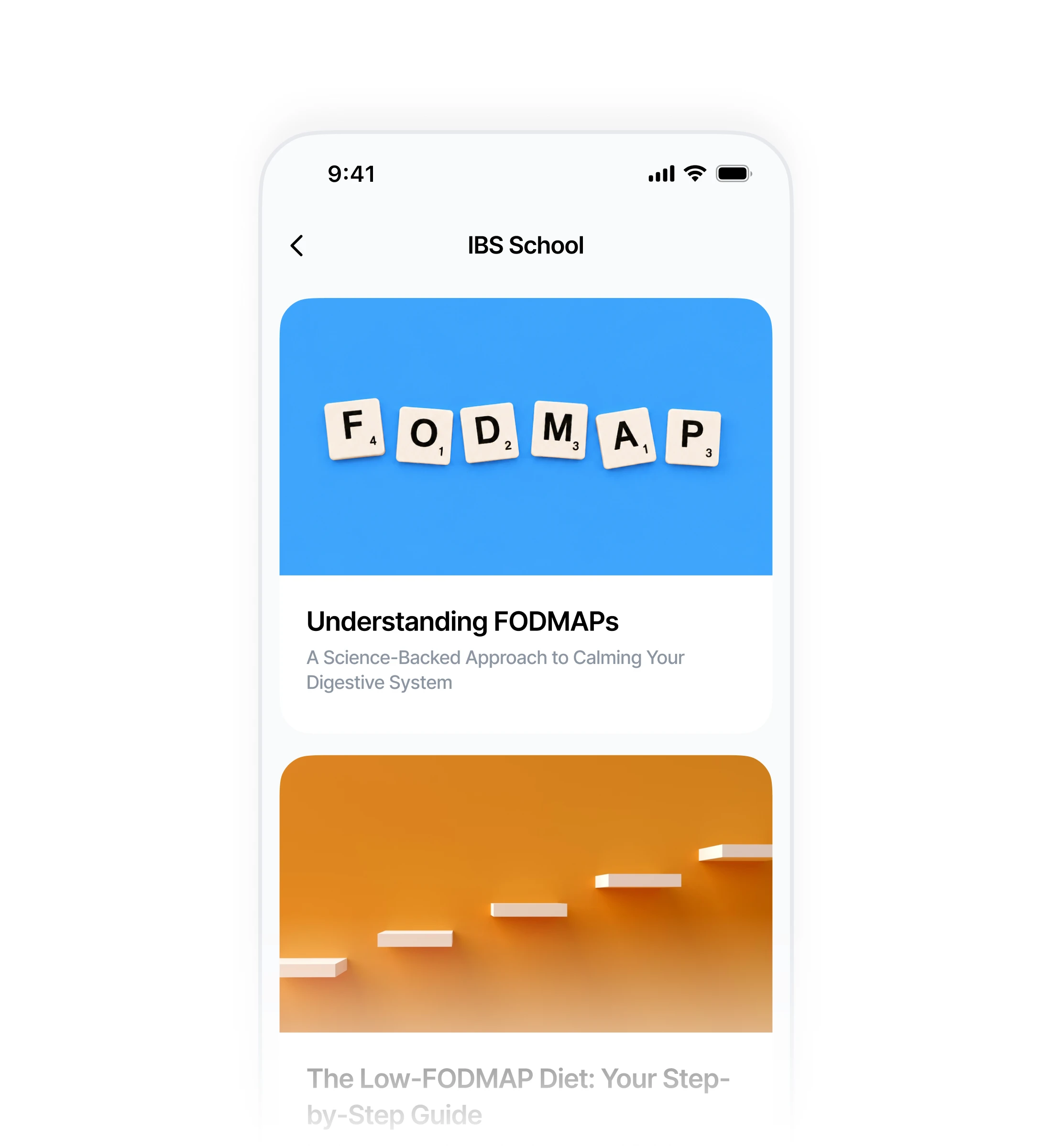 IBS School library with FODMAP and Low-FODMAP diet articles.